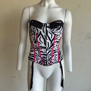 Vintage y2k zebra print bustier corset